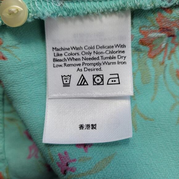 Demure Vintage Eddie Bauer Sleeveless Dusty Turquiose Floral Dress size Large - Picture 11 of 12